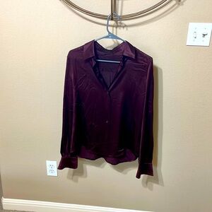 Loro Piana burgundy silk LS blouse, size 44